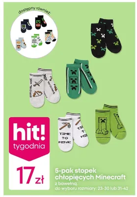 5-pak stopek chłopięcych Minecraft z bawełną promocja w Pepco