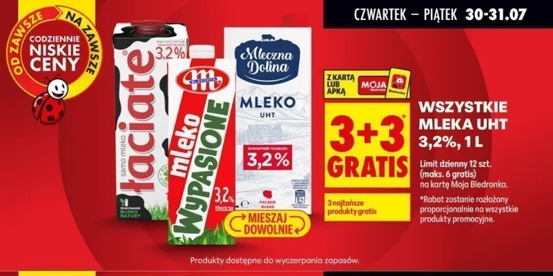 Mleko UHT 3,2% 1 l promocja w Biedronka