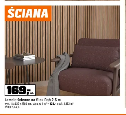 Lamele ścienne na filcu Dąb 2,6 m promocja w OBI