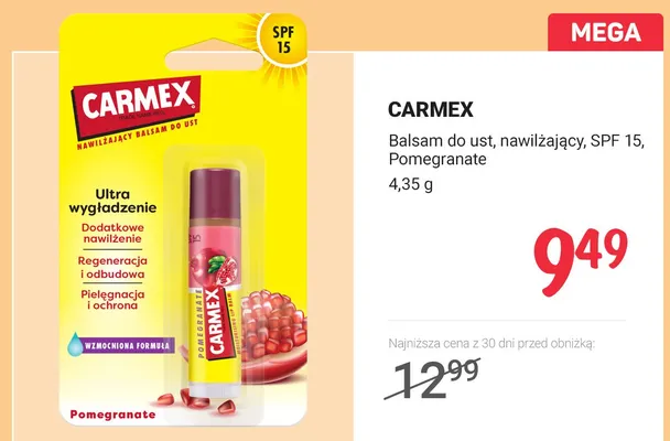 Balsam do ust nawilżający SPF 15 Pomegranate Carmex promocja w Rossmann