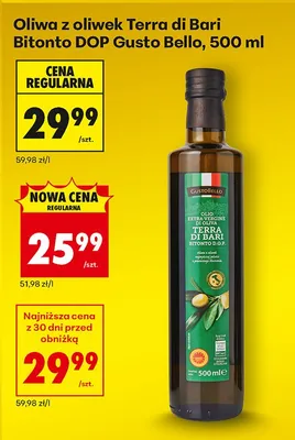 Oliwa z oliwek Terra di Bari Bitonto DOP Gusto Bello promocja w Biedronka