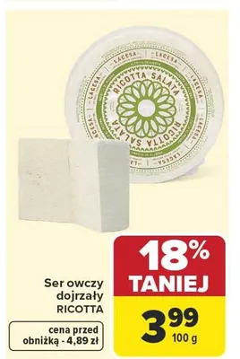 Ser owczy dojrzały Ricotta promocja w Carrefour Market