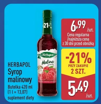 Syrop malinowy Herbapol Malina promocja w Aldi