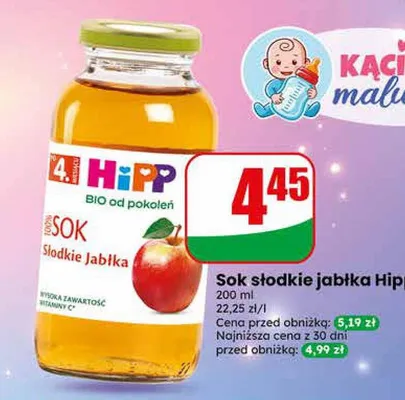 Sok słodkie jabłka HiPP promocja w Dino