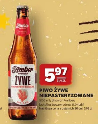 Piwo Amber Żywe Niepasteryzowane promocja w Stokrotka