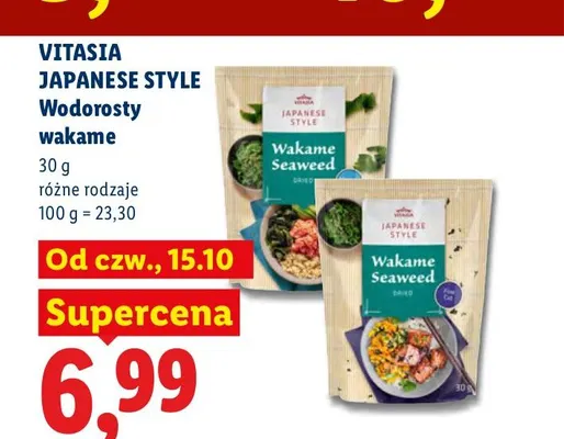 Wodorosty wakame Fine Cut Vitasia Japanese Style promocja w Lidl