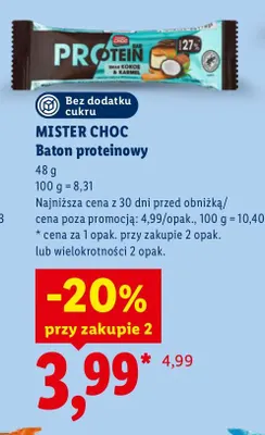 Baton proteinowy Mister Choc promocja w Lidl
