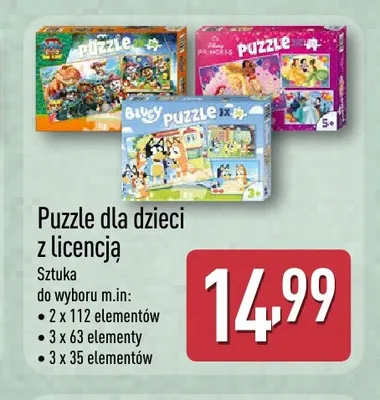 Puzzle dla dzieci z licencją 3x63 elementy promocja w Aldi