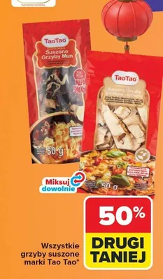 Grzyby suszone Mun Tao Tao promocja w Carrefour