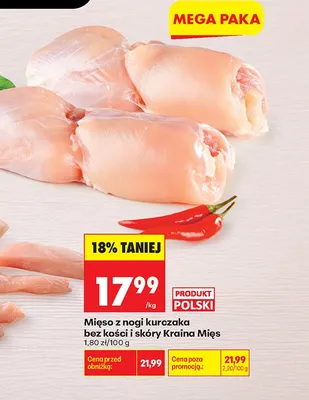 Mięso z nogi kurczaka bez kości i skóry Kraina Mięs promocja w Biedronka