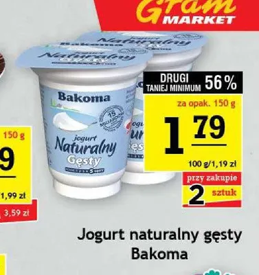 Jogurt naturalny gęsty Bakoma promocja w Gram Market