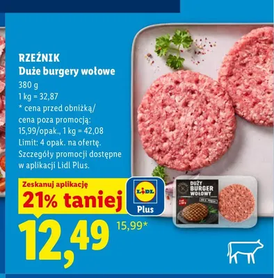 Duże burgery wołowe Rzeźnik promocja w Lidl