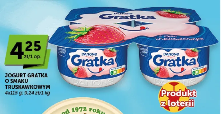 Jogurt Danone Gratka o smaku truskawkowym 4-pak promocja w ABC