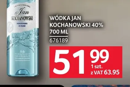 Wódka Jan Kochanowski 40% promocja w Selgros