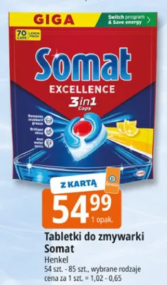 Tabletki do zmywarki Somat Excellence 3in1 Henkel promocja w Leclerc
