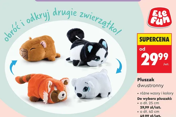 Pluszak dwustronny EleFun 25 cm promocja w Biedronka