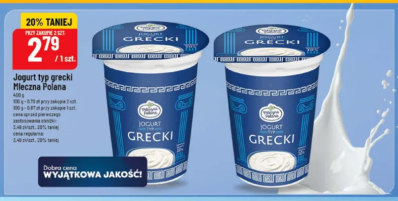 Jogurt typ grecki Mleczna Polana promocja w POLOmarket
