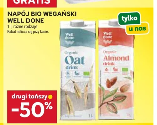 Napój bio wegański migdałowy Well Done promocja w Stokrotka