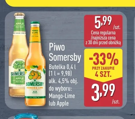 Piwo Somersby Mango-Lime promocja w Aldi