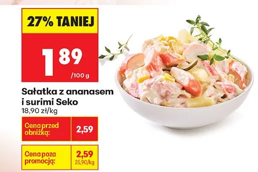 Sałatka z ananasem i surimi Seko promocja w Biedronka