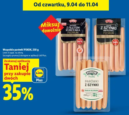 Parówki z szynki wieprzowej premium promocja w Lidl