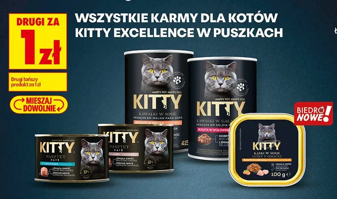Karma dla kotów pasztet z tuńczykiem Kitty Excellence promocja w Biedronka