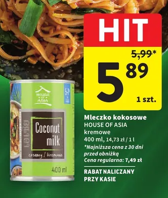 Mleczko kokosowe House of Asia kremowe promocja w Intermarche