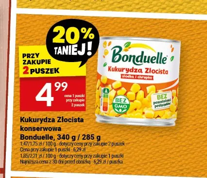 Kukurydza Złocista konserwowa Bonduelle promocja w Twój Market
