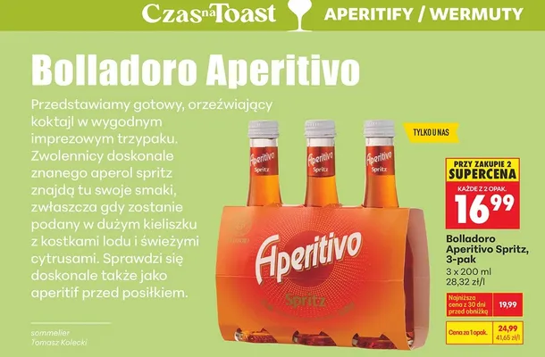 Aperitif Bolladoro Aperitivo Spritz, 3x200 ml promocja w Biedronka