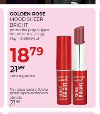 Pomadka połyskująca do ust Mood Sheer Bright nr 107 Golden Rose promocja w Drogerie Jawa