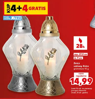 Znicz szklany Róża promocja w Kaufland