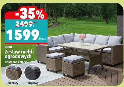 Zestaw mebli ogrodowych dostępne kolory: beżowy, brązowy promocja w Biedronka