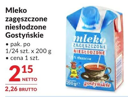 Mleko zagęszczone niesłodzone Gostyńskie promocja w Makro