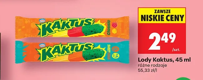 Lody Kaktus, różne rodzaje promocja w Biedronka