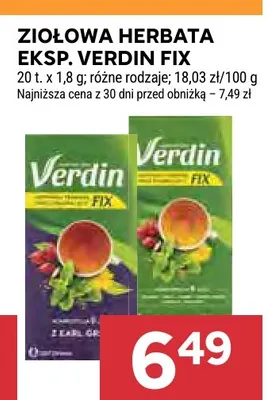 Ziołowa herbata ekspresowa Verdin Fix promocja w Stokrotka