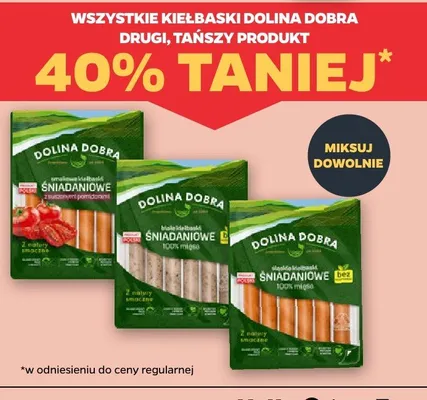 Kiełbaski Dolina Dobra Śniadaniowe promocja w Netto