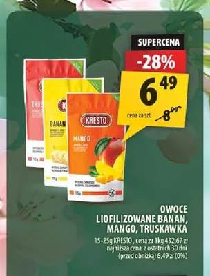 Owoce liofilizowane Kresto truskawka promocja w Arhelan