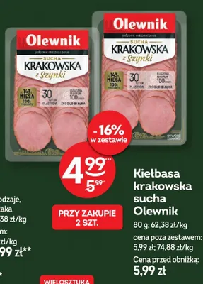 Kiełbasa krakowska sucha Olewnik promocja w Żabka