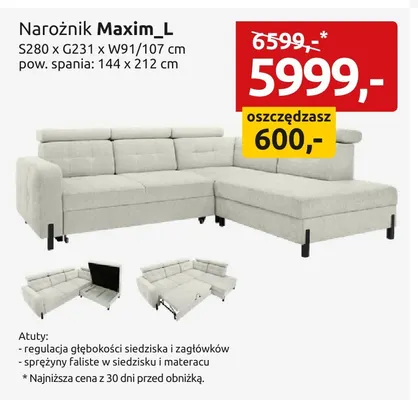 Narożnik Maxim_L promocja w Black Red White