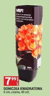 Doniczka kwadratowa 6 cm, czarna, 40 szt. promocja w Merkury Market