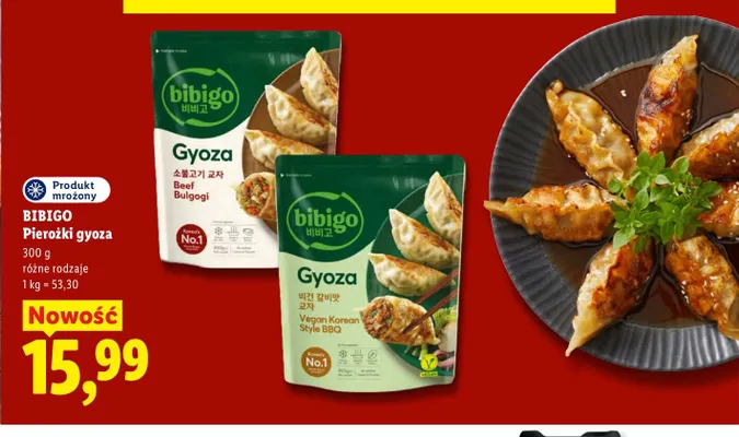 Pierożki gyoza Vegan Korean Style BBQ Bibigo promocja w Lidl
