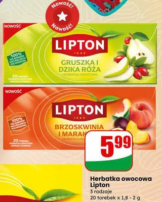 Herbatka owocowa brzoskwinia i marakuja promocja w Dino