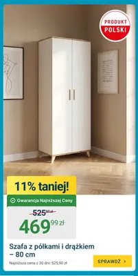 Szafa z półkami i drążkiem 80 cm promocja w ERLI