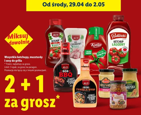 Wszystkie ketchupy, musztardy i sosy do grilla promocja w Lidl