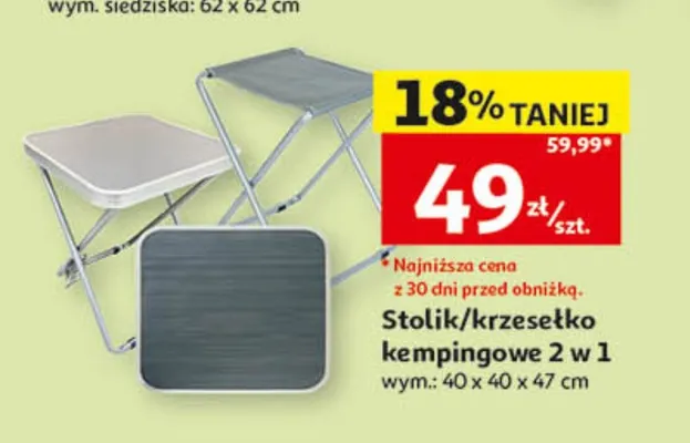 Stolik/krzesełko kempingowe 2 w 1 40x40x47cm promocja w Auchan