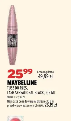 Tusz do rzęs Maybelline Lash Sensational Black promocja w Drogerie Natura