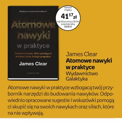 Książka Atomowe nawyki w praktyce James Clear Wydawnictwo Galaktyka promocja w Empik
