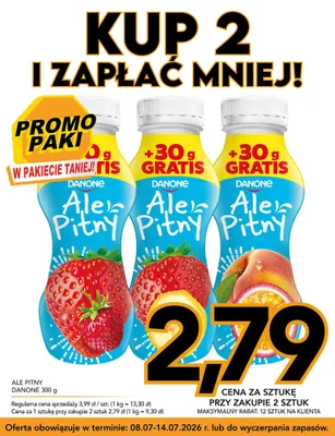 Jogurt pitny Danone Ale Pitny truskawkowy promocja w Kupiec