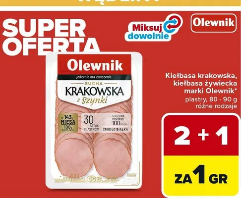 Kiełbasa krakowska różne rodzaje promocja w Carrefour Market
