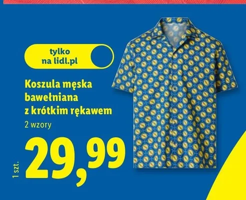 Koszula męska bawełniana z krótkim rękawem promocja w Lidl